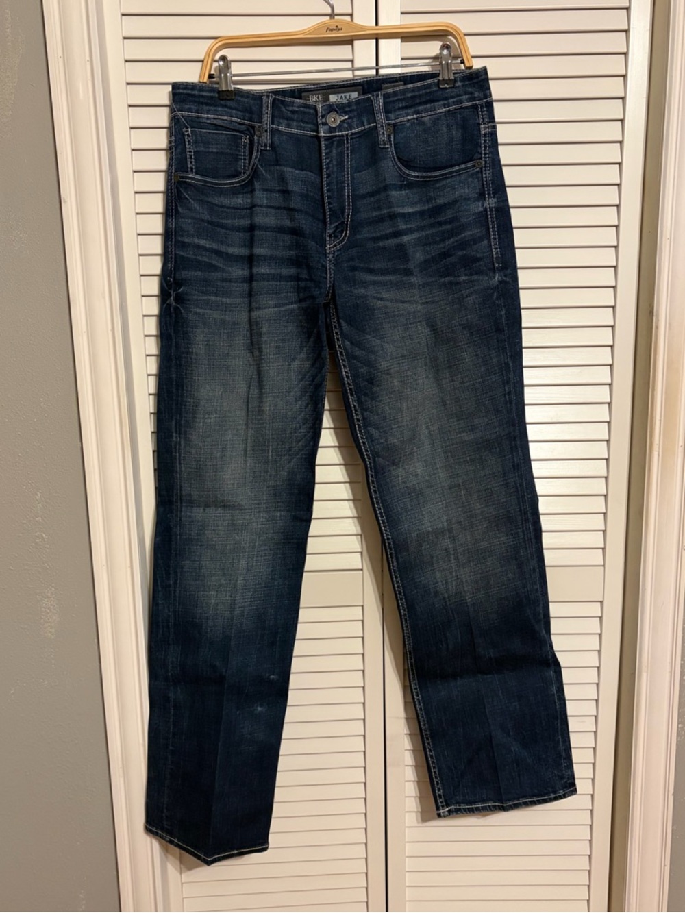 BKE Men's Dark Blue Boot Leg  Jeans